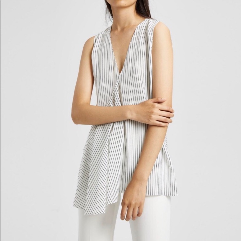 Theory silk pinstripe sleeveless top